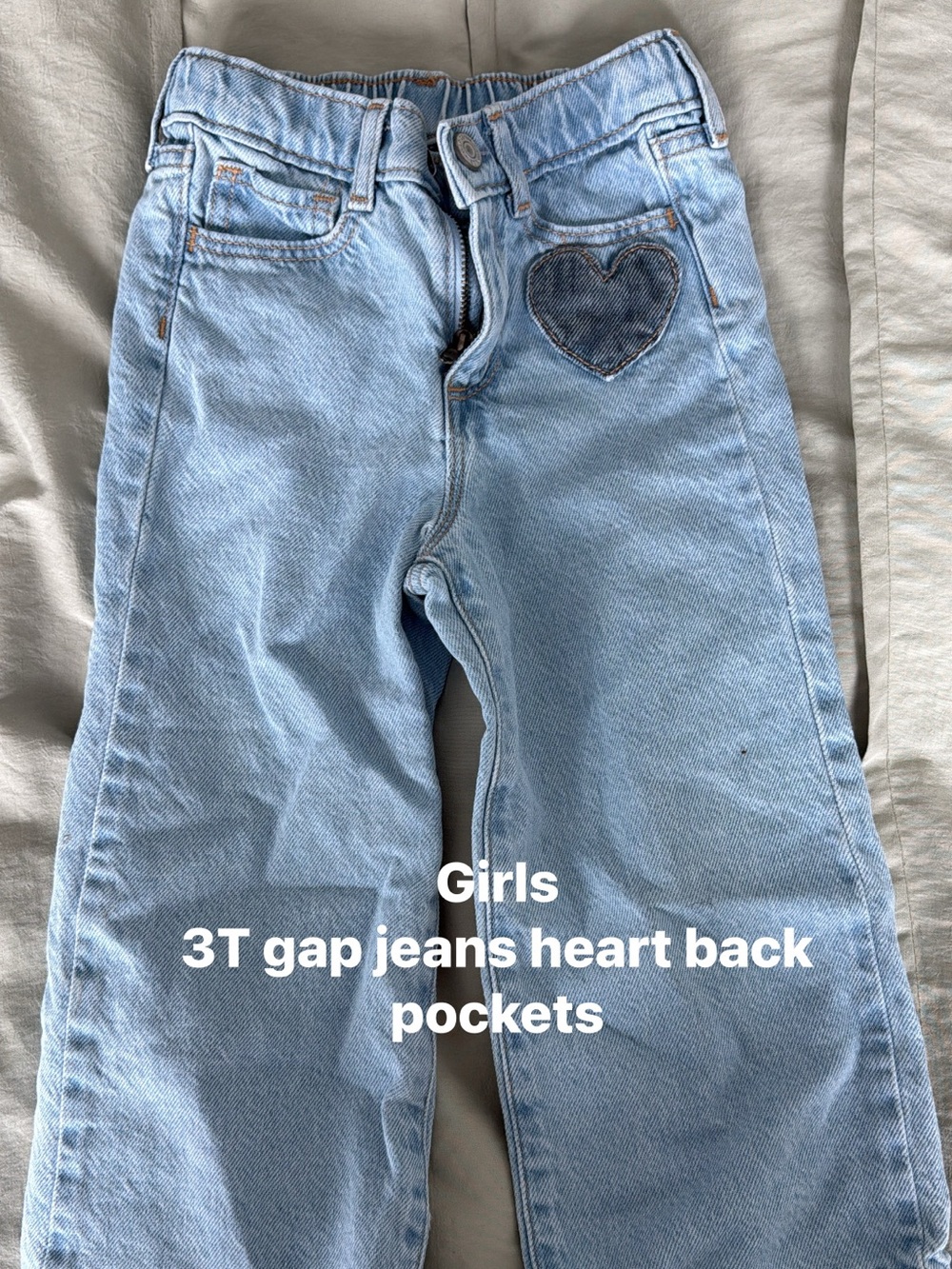 GAP Light Blue Girls Boot Cut Jeans with Heart Patch